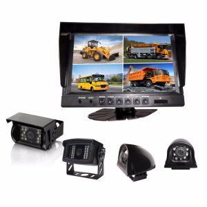 CCTV System with Digital Color LCD Quad Monitor and Super Wide Viewing Camera