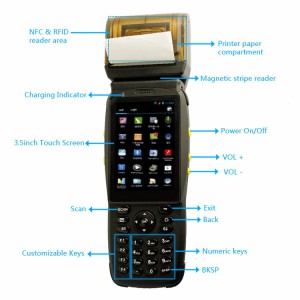 Handheld Printer Android PDA with WCDMA GSM WiFi Bt Zkc3502